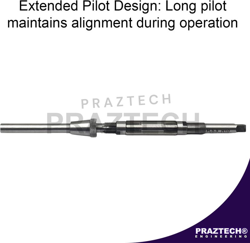 PRAZTECH Long Pilot HSS Blade Adjustable Expanding Hand Reamer | KINGPINS Ream | Repair Work | Workshop Tool DIY (H7 : 21/32" - 23/32" (16.6-18.2) mm) - Image 4